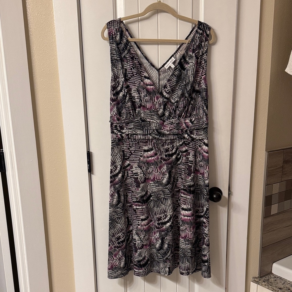 Fashion Bug Black and Pink Midi Dress